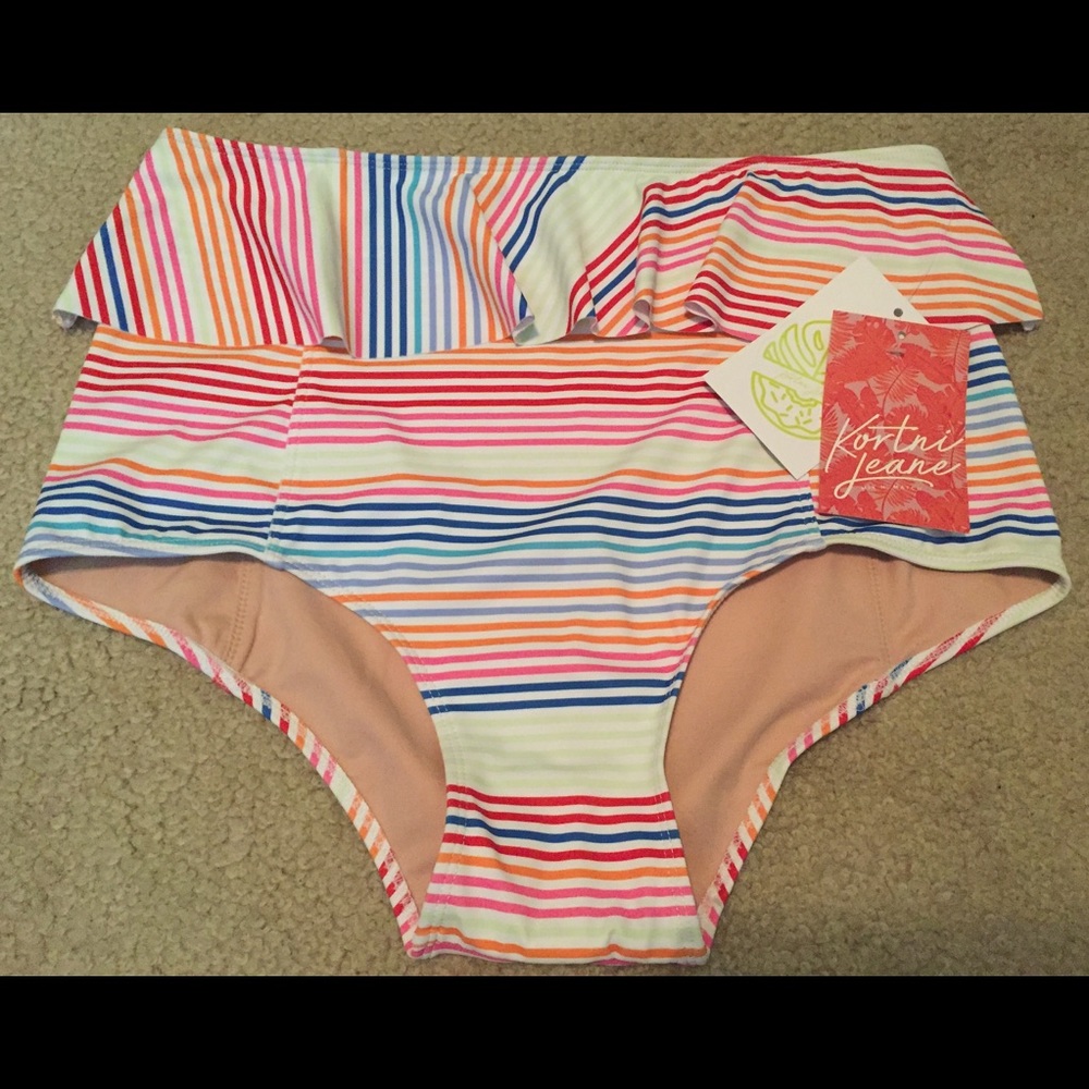 NWT Large Kortni Jeane Rainbow Peplum bottoms